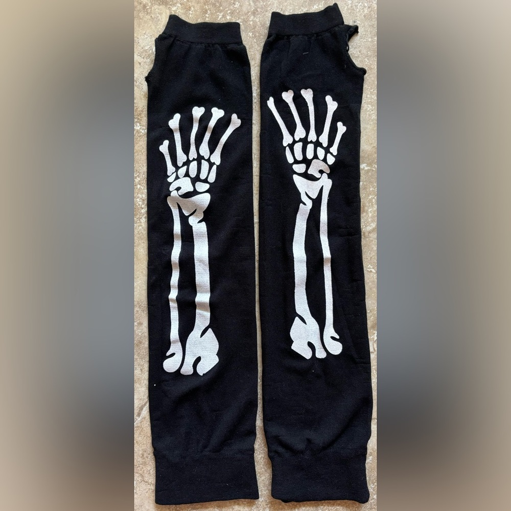 Skeleton Bone Halloween Costume Arm Hand Gloves One Size NEW
